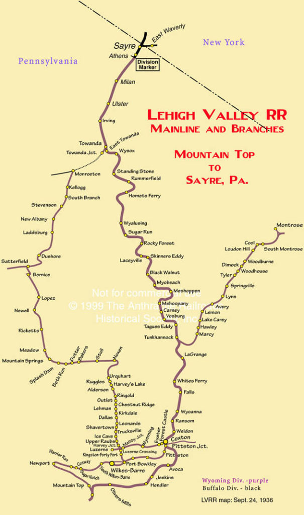 LV Map to Sayre Lehigh Valley Railroad Modeler